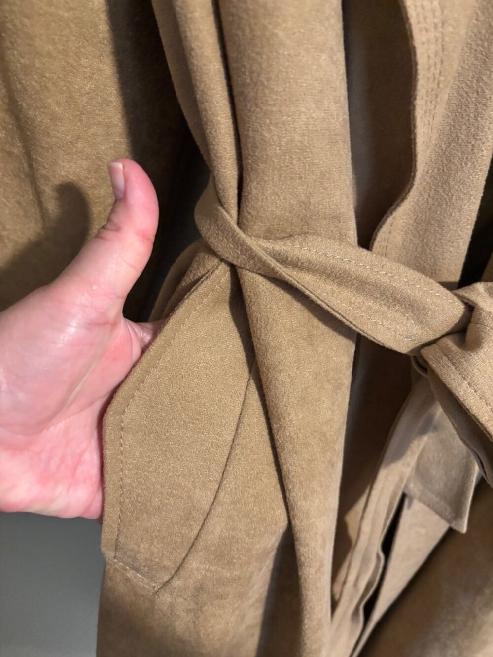 Foxland By Lanson Tan Wrap Trench Coat Belted Made In USA Union Label Vintage M - Picture 9 of 13